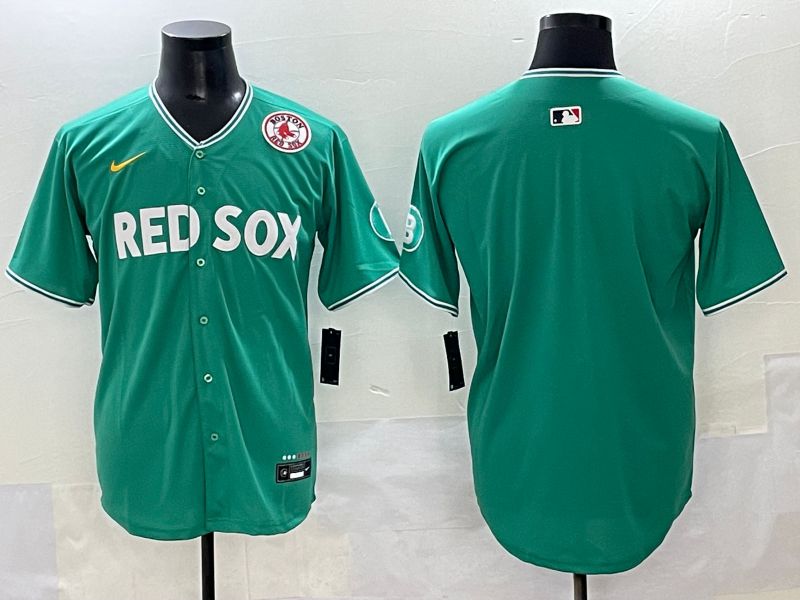 Men 2025 Boston Red Sox Blank Green Joint Name Nike MLB Jersey style 4